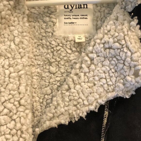Dylan Suede Jacket with Sherpa Interior Black/Cream Size XS - Picture 5 of 11
